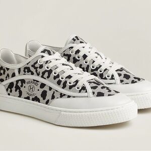 Hermes Black and White Patterned Sneakers